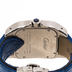 Pre Owned Cartier Silver Santos 100 18k Yellow Gold & Stainless Steel Women's Wristwatch 42MM