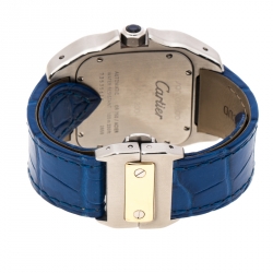 Pre Owned Cartier Silver Santos 100 18k Yellow Gold & Stainless Steel Women's Wristwatch 42MM