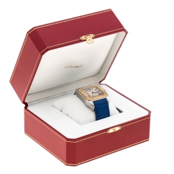 Pre Owned Cartier Silver Santos 100 18k Yellow Gold & Stainless Steel Women's Wristwatch 42MM