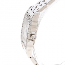 Pre Owned Cartier Diamond 18k White Gold Santos Demoiselle 2703 Women's Wristwatch 28MM