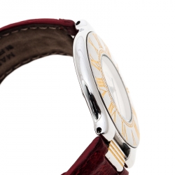 Pre Owned Cartier Cream Yellow Gold Plated and Stainless Steel Must de Cartier 21 Women's Wristwatch 34 mm