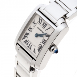 Pre Owned Cartier Grey Stainless Steel Tank Francaise 2384 Women's Wristwatch 20 mm