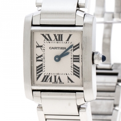Pre Owned Cartier Grey Stainless Steel Tank Francaise 2384 Women's Wristwatch 20 mm