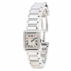 Pre Owned Cartier Grey Stainless Steel Tank Francaise 2384 Women's Wristwatch 20 mm