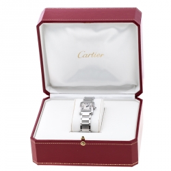 Pre Owned Cartier Grey Stainless Steel Tank Francaise 2384 Women's Wristwatch 20 mm