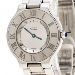 Pre Owned Cartier Silver Stainless Steel Must De Cartier 21 Women's Wristwatch 31 mm