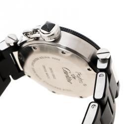Pre Owned Cartier Black Stainless Steel Pasha Seatimer 3025 Women's Wristwatch 33 mm