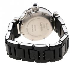 Pre Owned Cartier Black Stainless Steel Pasha Seatimer 3025 Women's Wristwatch 33 mm