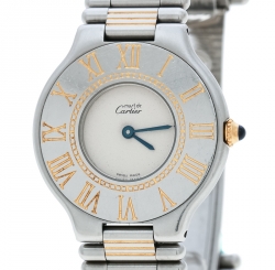Pre Owned Cartier Cream Stainless Steel Must de Cartier Women's Wristwatch 31 mm