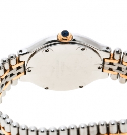 Pre Owned Cartier Silver Grey 18K Yellow Gold Plated and Stainless Steel Must de Cartier 21 1340 Women's Wristwatch 28 mm