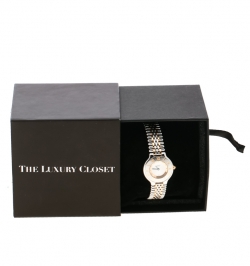 Pre Owned Cartier Silver Grey 18K Yellow Gold Plated and Stainless Steel Must de Cartier 21 1340 Women's Wristwatch 28 mm