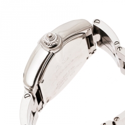 Pre Owned Cartier Peach Stainless Steel And Diamonds Roadster 2675 Women's Wristwatch 31 mm