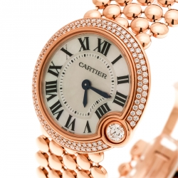 Pre Owned Cartier Mother of Pearl 18K Rose Gold Diamonds Ballon Blanc de Cartier 3722 Women's Wristwatch 30 mm