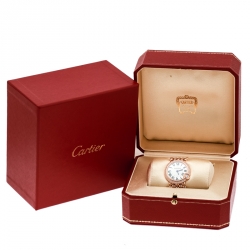 Pre Owned Cartier Mother of Pearl 18K Rose Gold Diamonds Ballon Blanc de Cartier 3722 Women's Wristwatch 30 mm