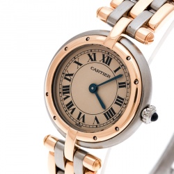 Pre Owned Cartier Beige 18K Yellow Gold Stainless Steel Panthère Vendôme 166920 Women's Wristwatch 24 mm