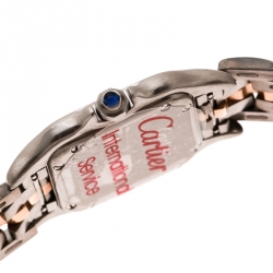 Pre Owned Cartier Cream 18K Yellow Gold Stainless Steel Panthère Women's Wistwatch 22 mm