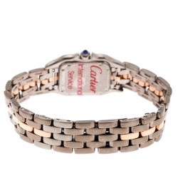 Pre Owned Cartier Cream 18K Yellow Gold Stainless Steel Panthère Women's Wistwatch 22 mm