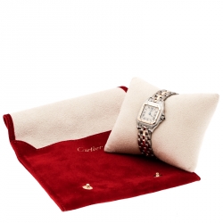 Pre Owned Cartier Cream 18K Yellow Gold Stainless Steel Panthère Women's Wistwatch 22 mm