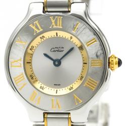 مملوكة مسبقًا  ساعة يد نسائية كارتييه مست 21 ستانلس ستيل فضية 28 مم  