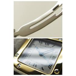 Pre Owned Cartier White 18K Yellow Gold and Stainless Steel Santos Galbee Women's Wristwatch 24MM