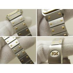 Pre Owned Cartier White 18K Yellow Gold and Stainless Steel Santos Galbee Women's Wristwatch 24MM