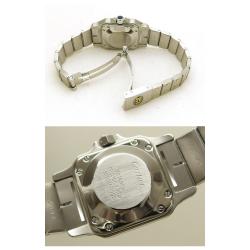 Pre Owned Cartier White 18K Yellow Gold and Stainless Steel Santos Galbee Women's Wristwatch 24MM