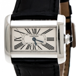 Pre Owned Cartier Cream Stainless Steel Tank Divan 2599 Women's Wristwatch 31 mm