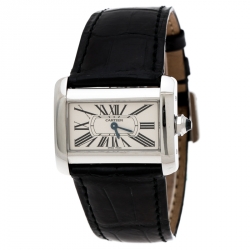 Pre Owned Cartier Cream Stainless Steel Tank Divan 2599 Women's Wristwatch 31 mm