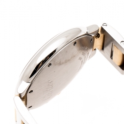 Pre Owned Cartier Silver Stainless Steel 18K Yellow Gold Ballon Bleu 3005 Women's Wristwatch 36 mm