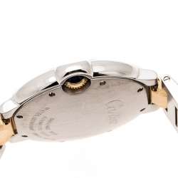 Pre Owned Cartier Silver Stainless Steel 18K Yellow Gold Ballon Bleu 3005 Women's Wristwatch 36 mm