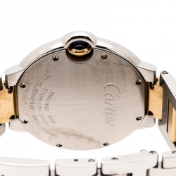 Pre Owned Cartier Silver Stainless Steel 18K Yellow Gold Ballon Bleu 3005 Women's Wristwatch 36 mm