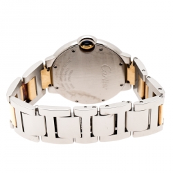 Pre Owned Cartier Silver Stainless Steel 18K Yellow Gold Ballon Bleu 3005 Women's Wristwatch 36 mm