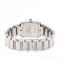 Pre Owned Cartier Cream Stainless Steel Tank Française 2384 Women's Wristwatch 20 mm