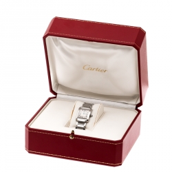 Pre Owned Cartier Cream Stainless Steel Tank Française 2384 Women's Wristwatch 20 mm
