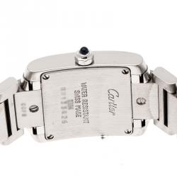 Pre Owned Cartier Cream Stainless Steel Tank Française 2384 Women's Wristwatch 20 mm