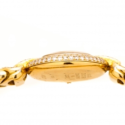 Pre Owned Cartier Cream 18K Yellow Gold Diamonds Rivoli Colisée 881092 Women's Wristwatch 24 mm