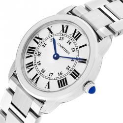 مملوكة مسبقًا Cartier Silver Stainless Steel Ronde Solo W6701004 Women's Wristwatch 29MM
