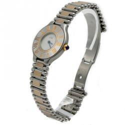Pre Owned Cartier White Must De Cartier 21 Women's Watch 28MM