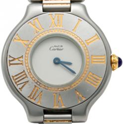 Pre Owned Cartier White Must De Cartier 21 Women's Watch 28MM