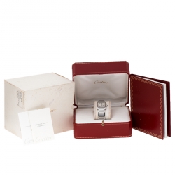 Pre Owned Cartier White Stainless Steel Tank Francaise 2301 Women's Wristwatch 25 mm