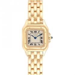 مملوكة مسبقًا Cartier White 18K Yellow Gold Panthere W25022B9 Women's Wristwatch 22MM