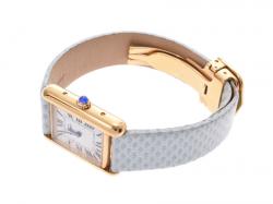 Pre Owned Cartier White Gold Tone Silver W1018587 Women's Wristwatch 21Ã28 MM