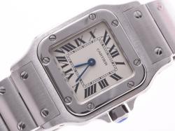 Pre Owned Cartier Ivory Stainless Steel Santos Galbee W20056D6 Women's Wristwatch 23MM