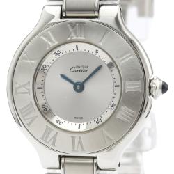 Pre Owned Cartier Silver Stainless Steel Must 21 W10109T2 Women's Wristwatch 28 MM