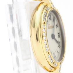مملوكة مسبقًا Cartier Silver Diamonds 18K Yellow Gold Panthere Women's Wristwatch 24 MM