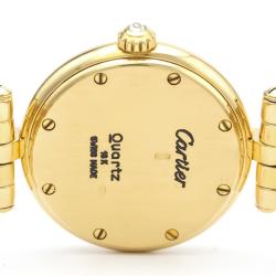 مملوكة مسبقًا Cartier Silver Diamonds 18K Yellow Gold Panthere Women's Wristwatch 24 MM