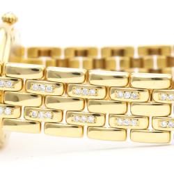 Pre Owned Cartier Silver Diamonds 18K Yellow Gold Panthere Women's Wristwatch 30 MM