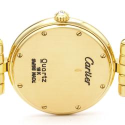Pre Owned Cartier Silver Diamonds 18K Yellow Gold Panthere Women's Wristwatch 30 MM
