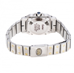 مملوكة مسبقًا ساعة يد نسائية كارتييه سانتوس غالبي ذهب أصفر عيار 18 ستانلس ستيل بيضاء 24 مم