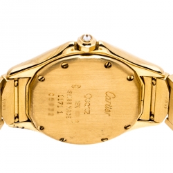 Pre Owned Cartier Cream 18K Yellow Gold Diamonds Panthere Cougar 1171 Women's Wriswatch 26 MM